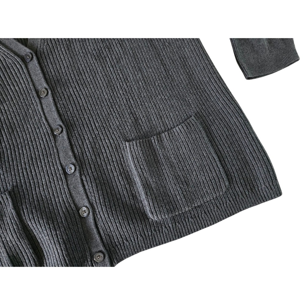 Lands End Womens Cardigan Sweater Size 2X Gray 100% Cotton with Pockets - Picture 5 of 8